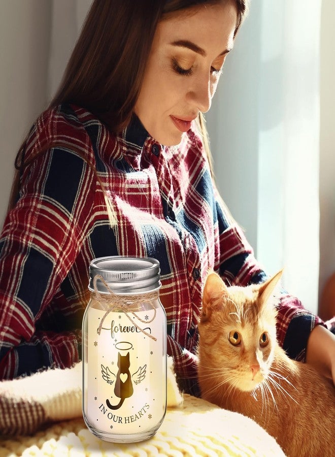 Glooglitter Cat Memorial Gifts for Loss of Cat Mason Jar Night Light Decor Pet Lover Sympathy Remembrance Gifts for Women Loss Loved Pet Bereavement Memorial Ornament - Image 4